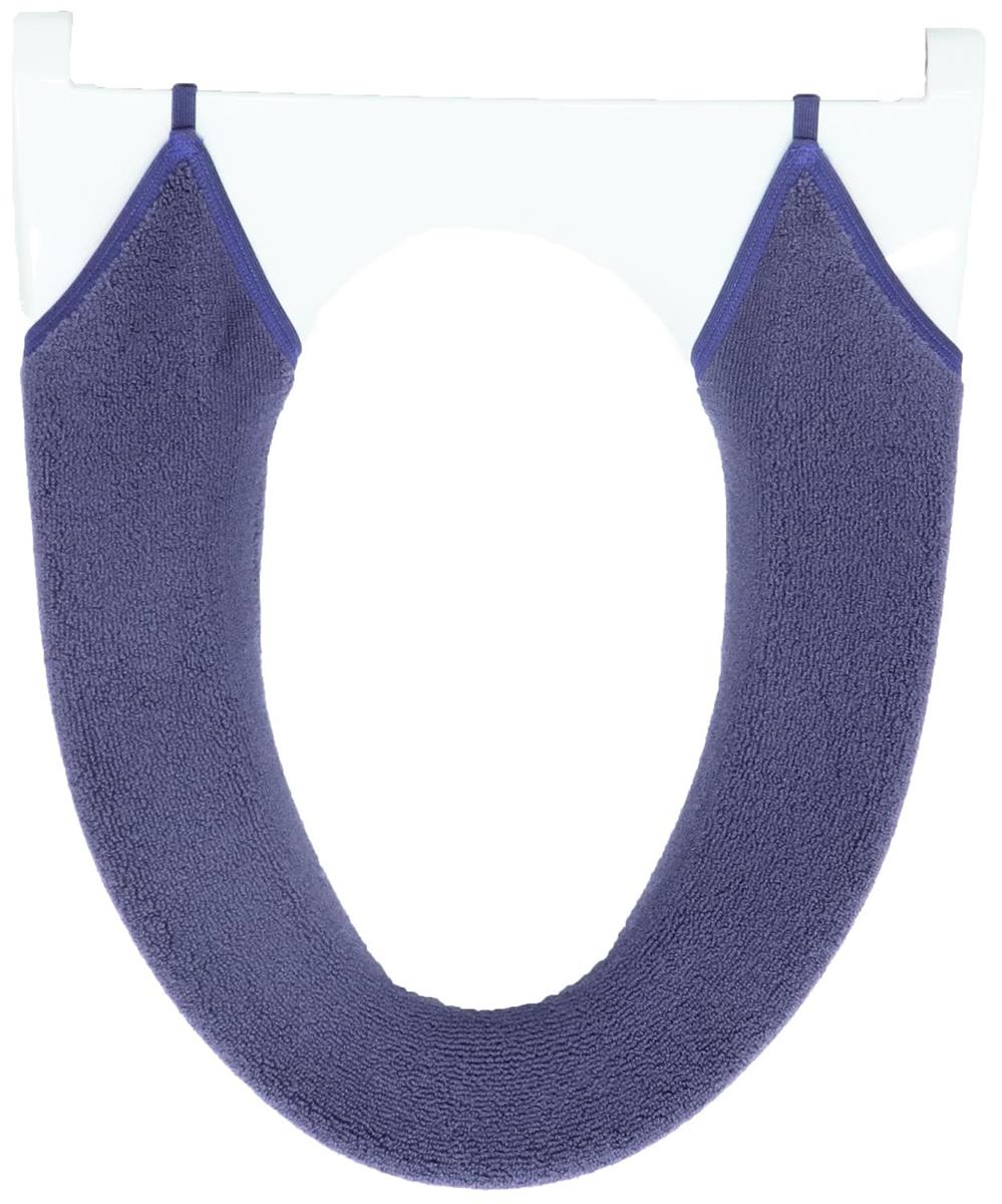 カキウチ 便座カバー 洗浄・暖房型 幅71×奥行16×高さ1cm ネイビー 洗濯 機で丸洗い可能 フック調節バー付き きれいにフィット SELECT JUST FIT