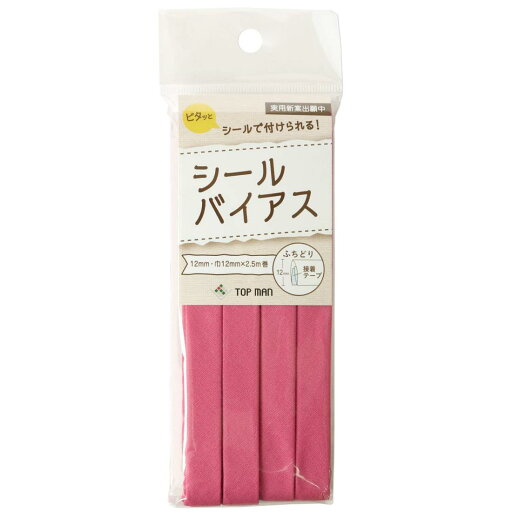 マン工業 シールバイアステープ コーラルピンク 巾12mm×2.5m巻 TM008-11 マン工業 シールバイアステープ コーラルピンク 巾12mm×2.5m巻 TM008-11