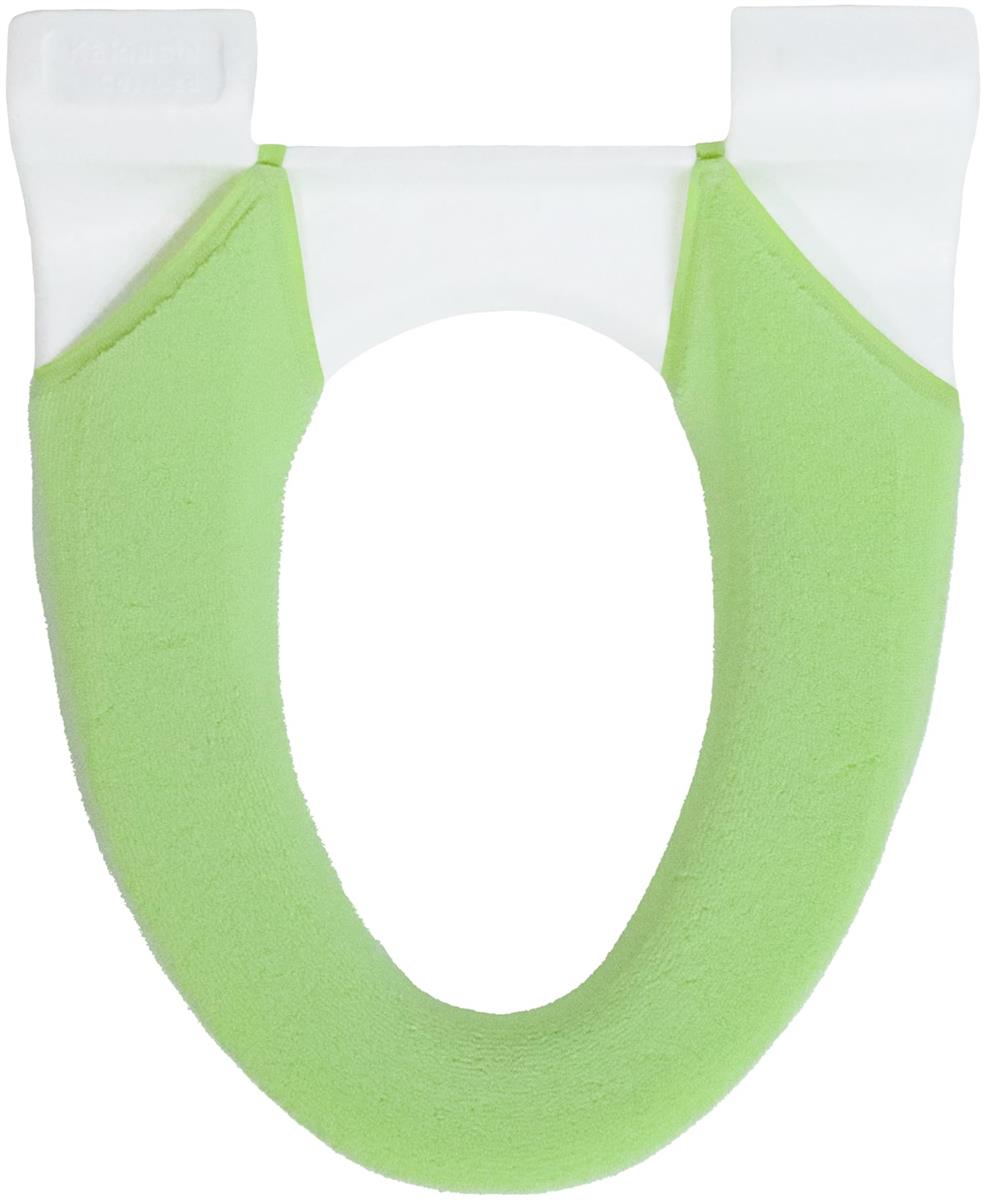 カキウチ 便座カバー 洗浄・暖房型 グリ ーン 洗濯 機で丸洗い可能 サイズ調節フック付き かんたん装着 SELECT JUST FIT(4)