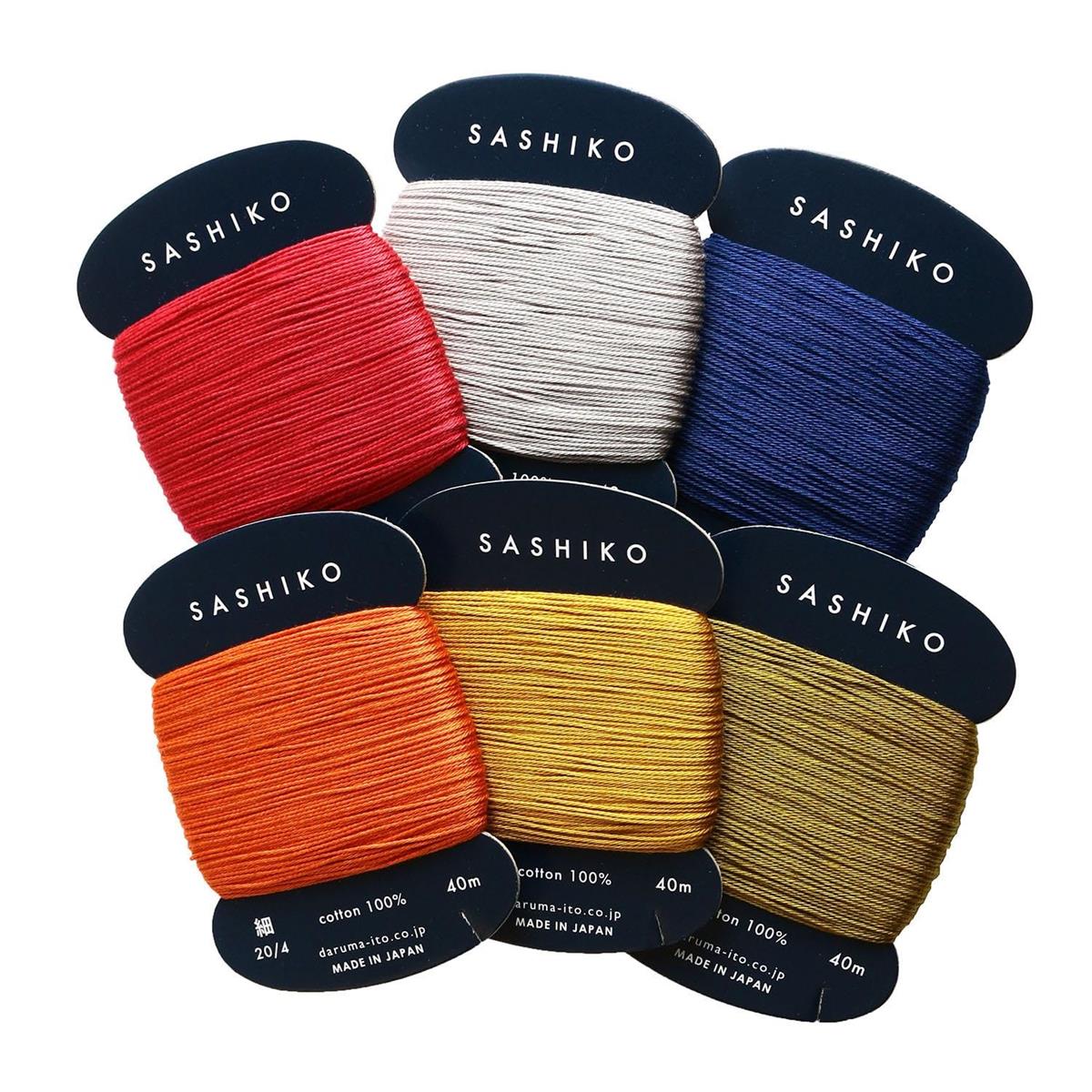 日本紐釦貿易(Nippon Chuko) 横田 ダルマ 刺し子糸 〈細〉 カード巻40m×6色セット シックカ ラー DRM2400-6SET-B