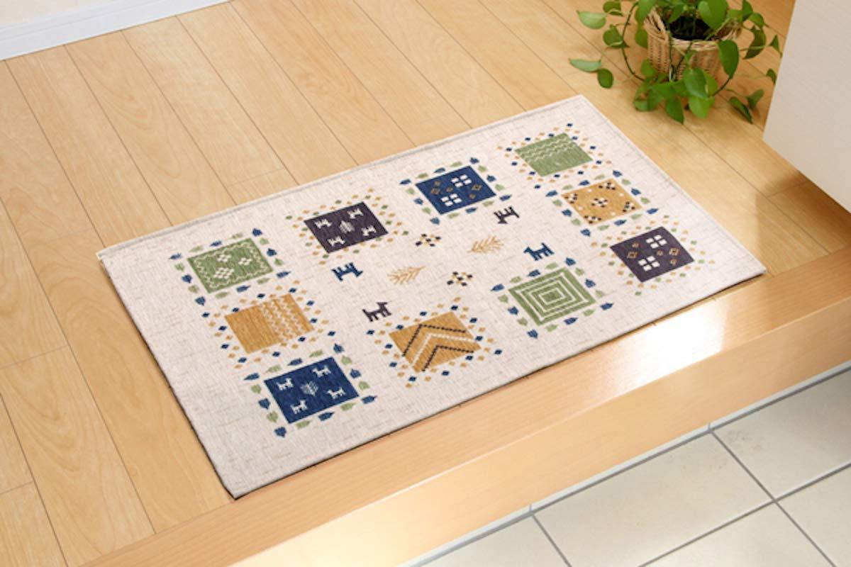 イケヒコ 玄関マット ギャベル アイボリ ー 約60×90cm ギャベ柄 洗える マット #2034360