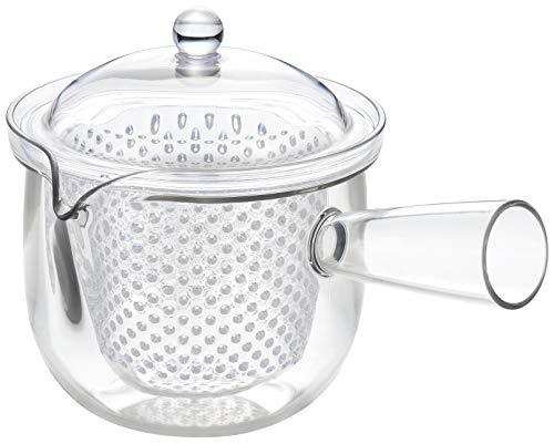 曙産業 ティーポット 急須タイプ L 日本製 横手 透明でお茶の出具合がよく見える プラ スチック製で割れにくい 水切れがよく注ぎやすい 目詰まりしにくいプラ スチック製ストレーナー クリアティーポット TW-3752 容量:480ml