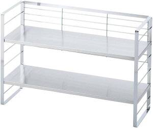 下村企販 高さ調節できる キッチンラック 幅58cm 【日本製】 収納ラック 棚2段 デッドスペース活用 調味料 鍋 オイルポット シンク上 組み立て簡単 頑丈 ステンレス 燕三条 38019