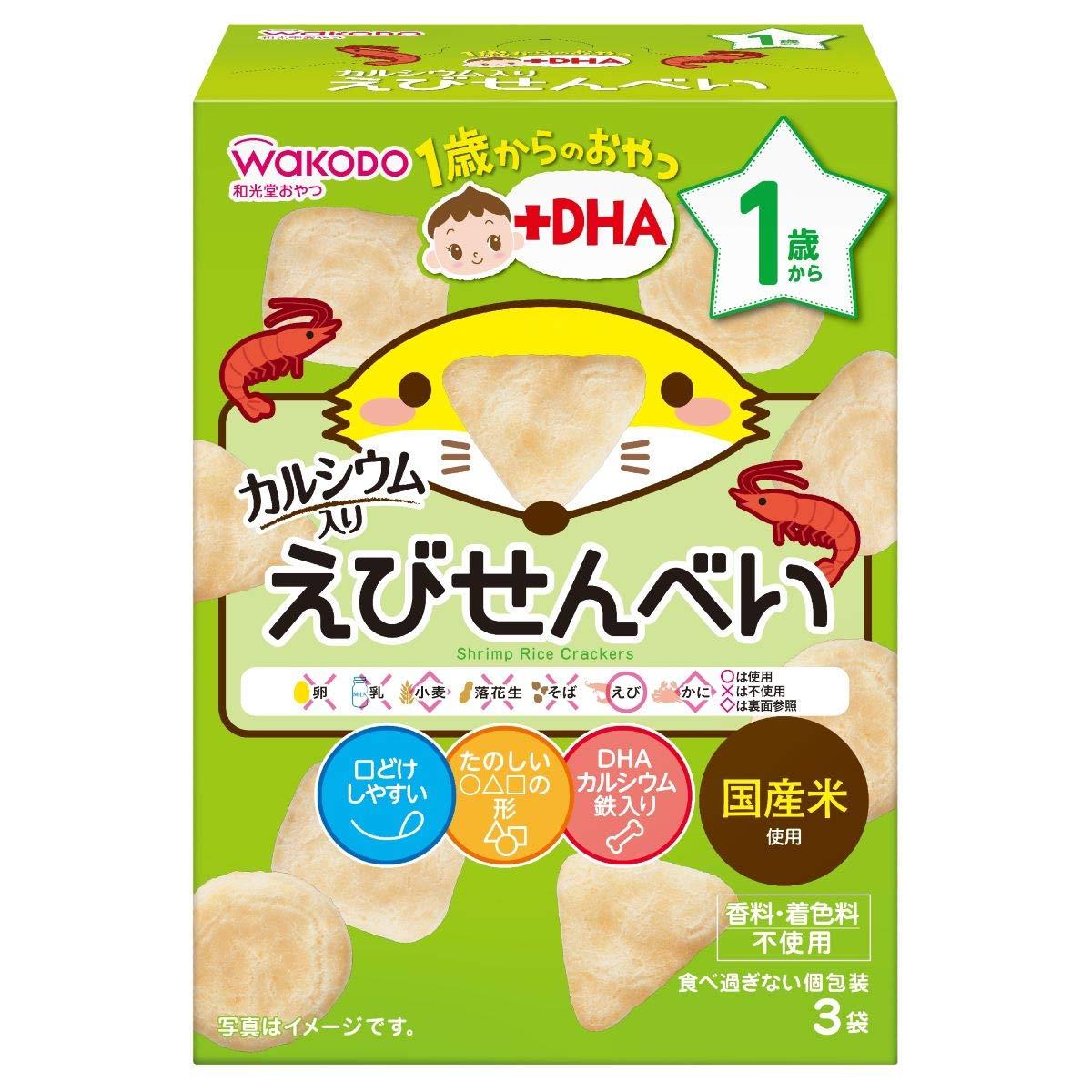 和光堂 1歳からのおやつ+DHA えびせんべい×6個 1歳から