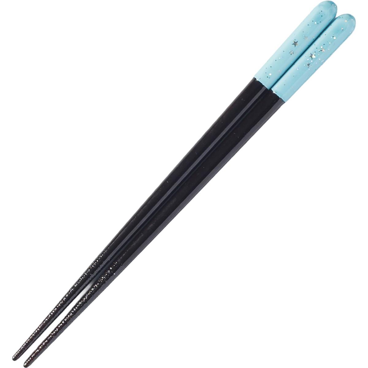 サンライフ 星 箸 子供 食洗機対応 18cm 7~9才頃 男女兼用 天然木 水色 日本製 H-06540
