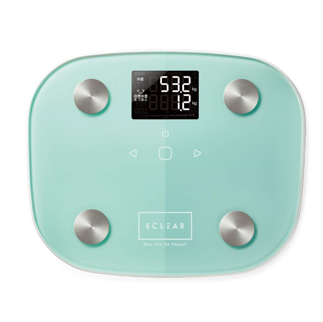 エレコム(ELECOM) 体重計 体組成計 バックライト付き 【 体重 BMI 体脂肪率 基礎代謝 目標体重設定機能付き 】 100g単位測定 エクリア グリ ーン HC S-FS03GN