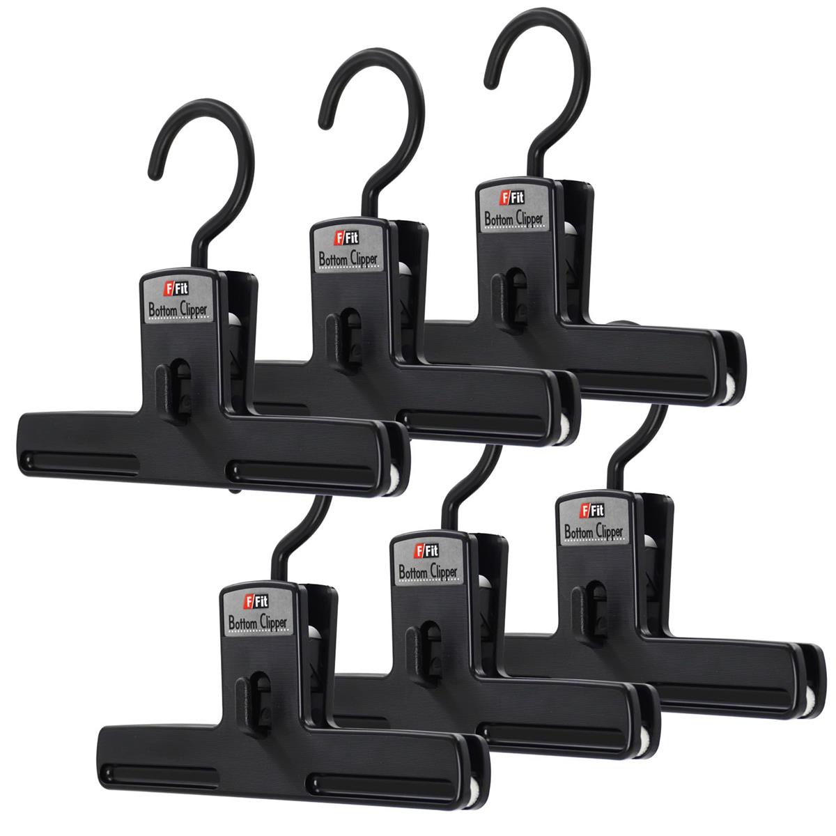シンコハンガー(Shinkohanger) 衣類用ハンガー F-Fit ボトムクリッパー 6個セット ブラック 日本製 ラック ズボン ピンチ 洗濯 タオル ス...