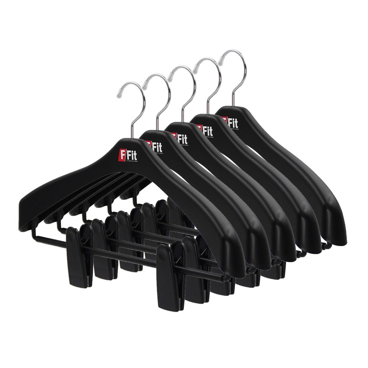 シンコハンガー(Shinkohanger) 衣類用ハンガー F-Fit ジャケットビッグクリップ42 5本セット ブラック 日本製 ラック ズボン ピンチ 洗濯...