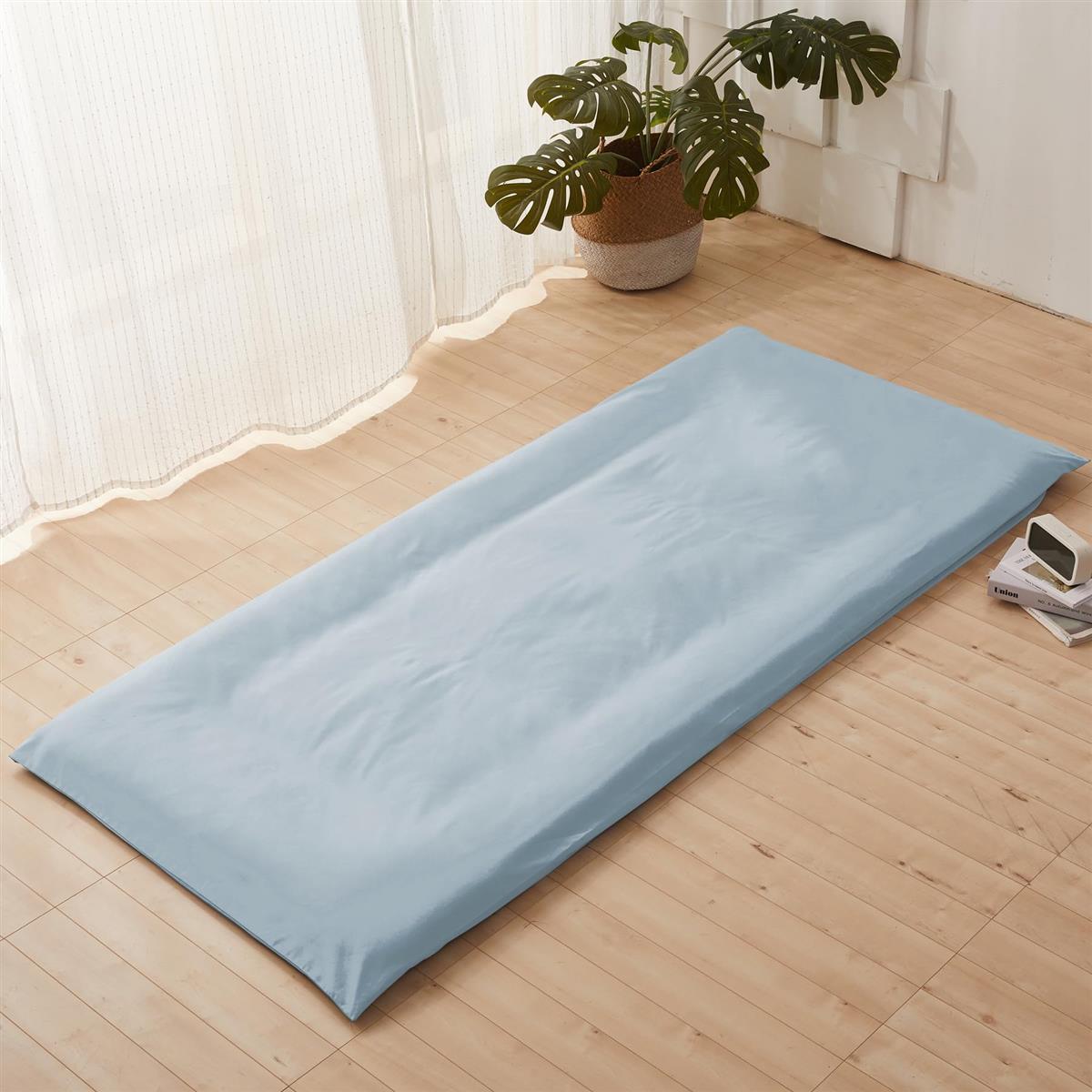 AYO(エイワイオー) ワンタッチシーツ 敷き布団カバー 水洗い加工 シングル ブルー フィットシーツ ゴム 洗い替え 無地 おしゃれ 105×215cm