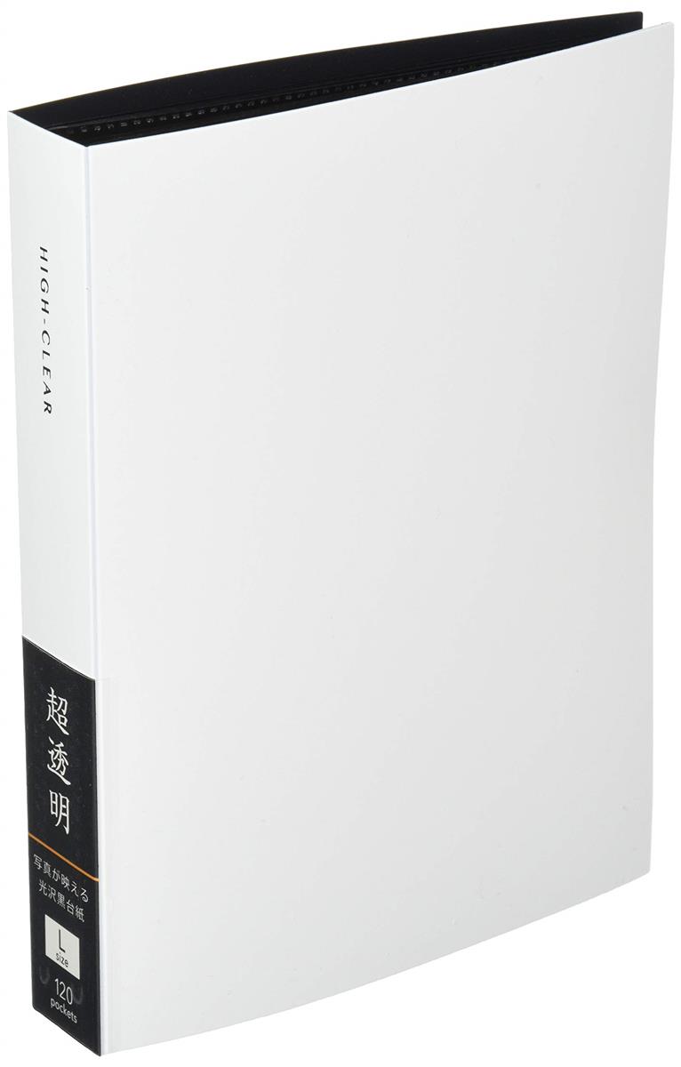 ナカバヤシ ファイル 超透明ポケットアル バム 黒台紙 L判 120枚 ホワイト CTDP-L-120-W