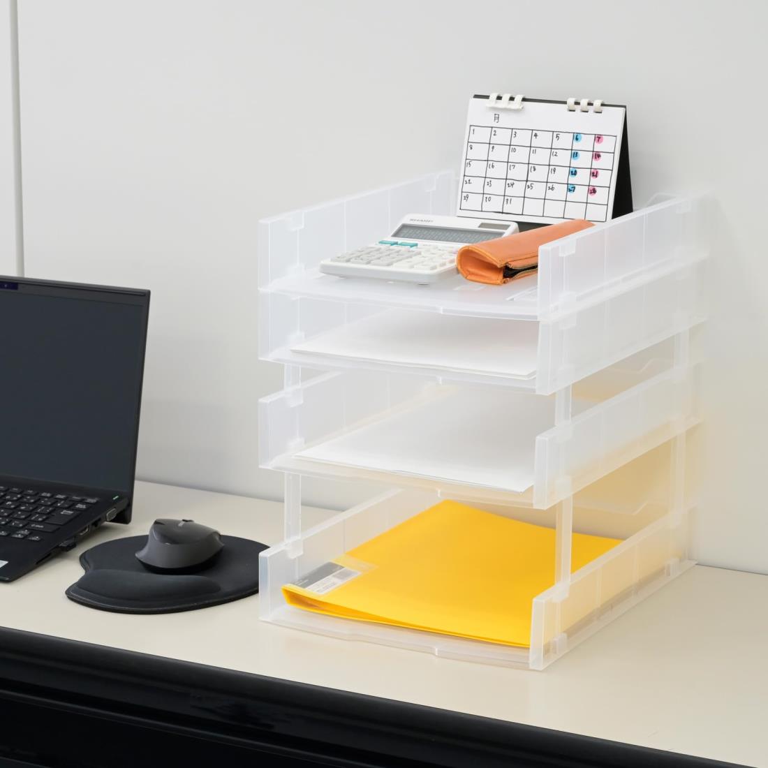 山善(YAMAZEN) ラック ユースフルA4ラック 【4個セット】 書類整理 レターケース 収納 A4 幅26.1×奥行34.6×高さ6cm 卓上 トレー 収...