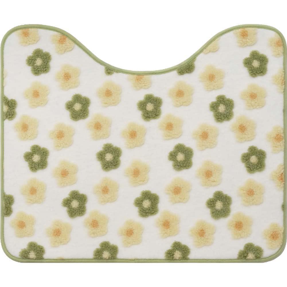 オカトー ふわりんこ トイレマット フ ラワーグリ ーン ふんわりやわらかな肌触り 滑り止め加工 洗える..