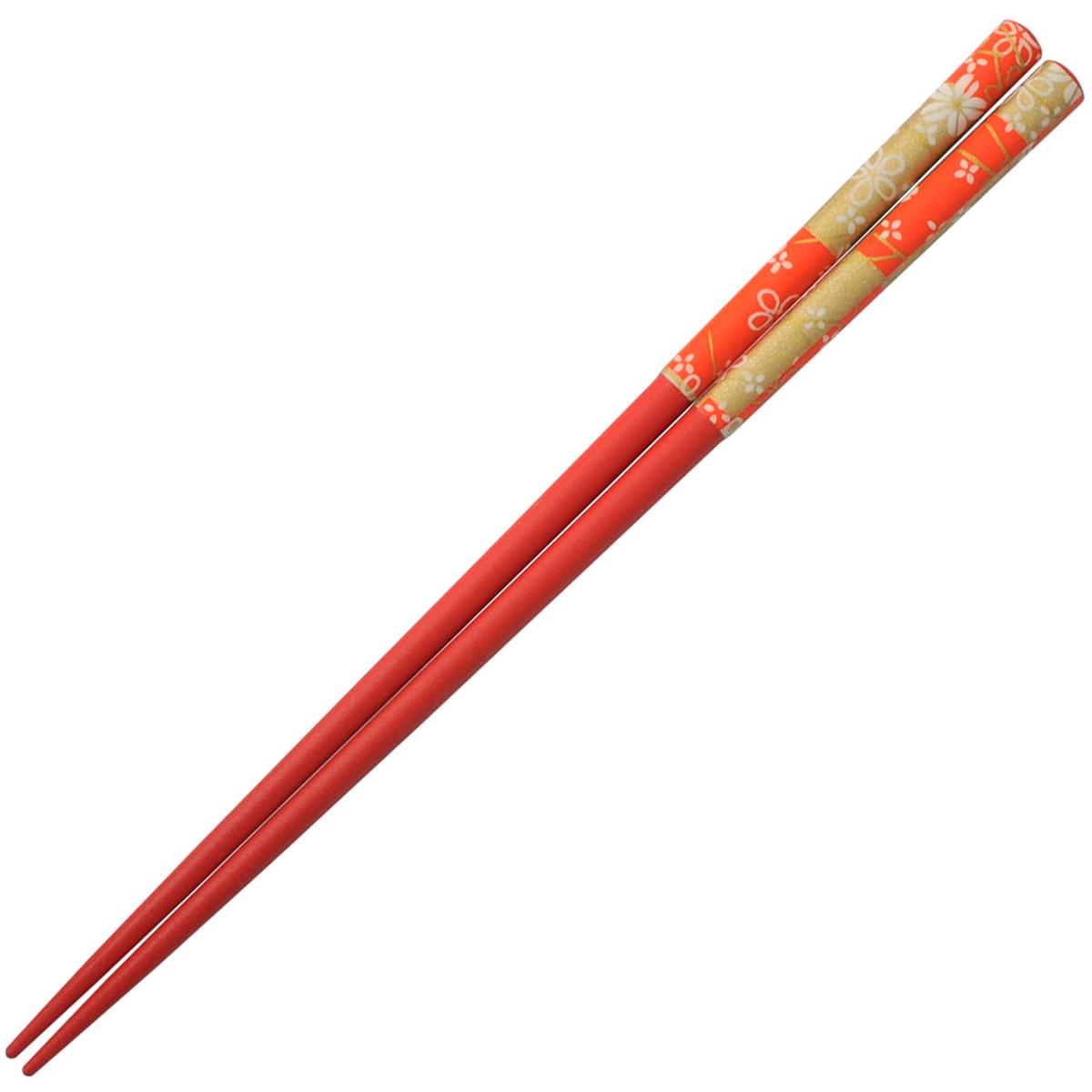 サンライフ 和紙 箸 大人 長い 22.5cm 市駒 天然木 赤 日本製 H-06050