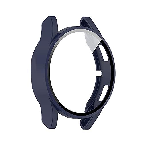スマートウォッチ保護ケース・Galaxy Watch 4用 44mm ケース カバー 強化ガラ ス付き レディース メンズ 保護カバー 保護ケース ギャラクシーウォッチ スマートウォッチケース プラ スチック製 ハードケース保護 オシャレ 保護ケース44MM(ダークブルー)