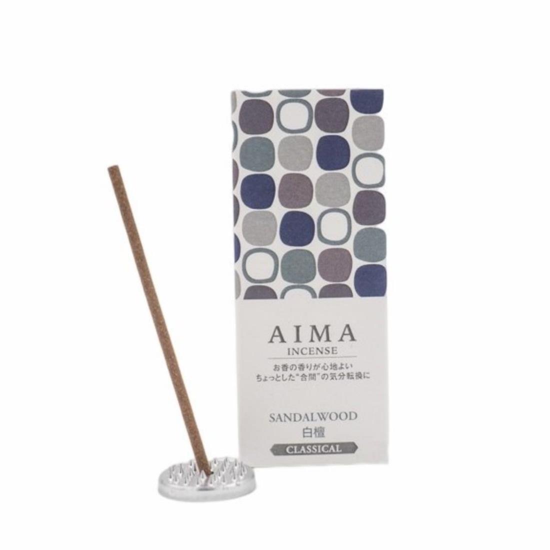 藤栄(FUJIEI) AIMA お香 白檀 お香立て付 15本入り 約7cm A-001 優雅 上品 スティック タイプ 香り アロマ リラックス 気分転換 リビング 寝室 おうち時間 作業時間 北欧 モダン 和洋折衷 ギフト プレゼント 贈り物 日本製
