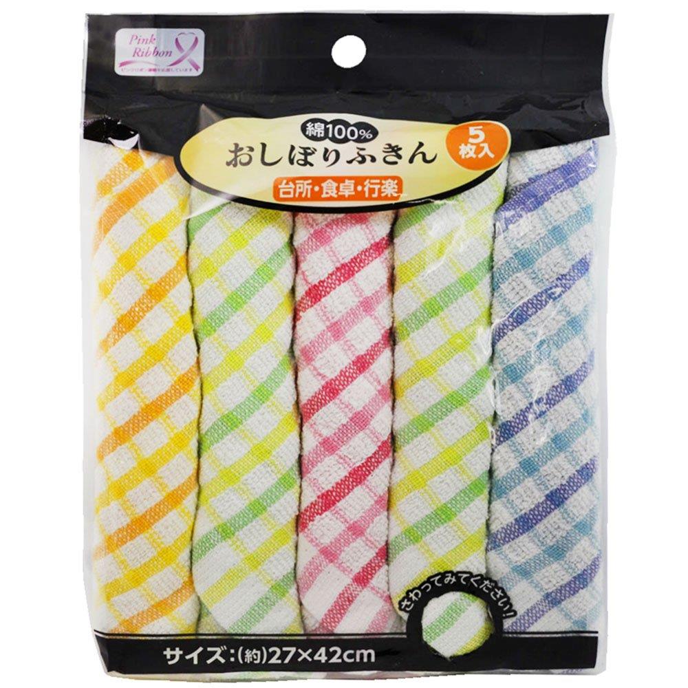 綿 おしぼり ふきん 5枚入 27×42cm ZB-5124