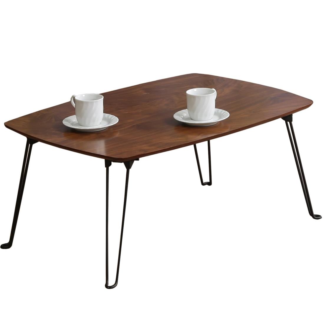 不二貿易 折りたたみテーブル ローテーブル 一人暮らし 単身 コンパクト ミニテーブル スクエア 角が丸い 軽量 幅75×奥行50×高さ31cm ブラウン トロン 15236