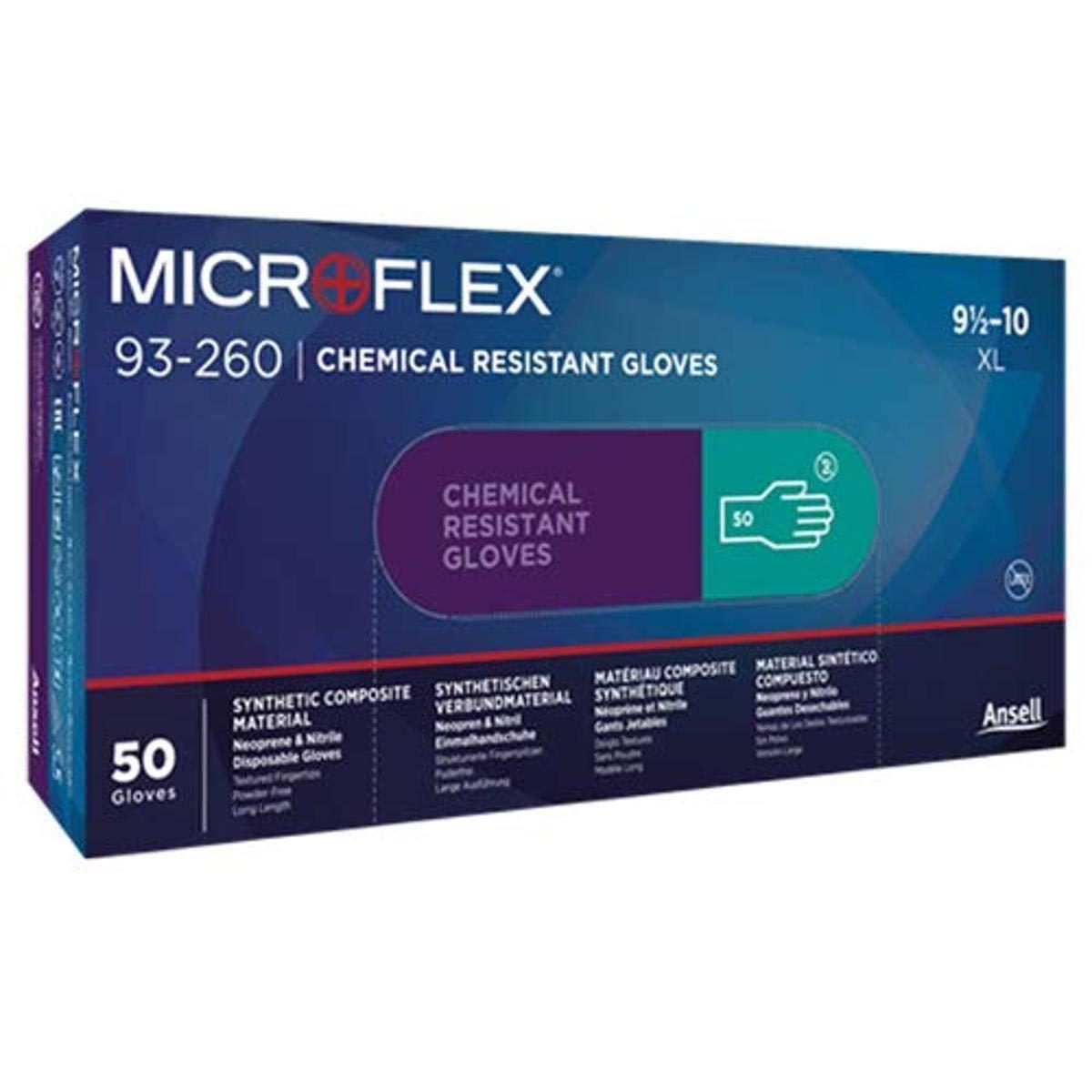 Microflex アンセル ネオプレンゴム使い捨て手袋 マイクロフレックス 93-260 Lサイズ (50枚入) 93-260-9
