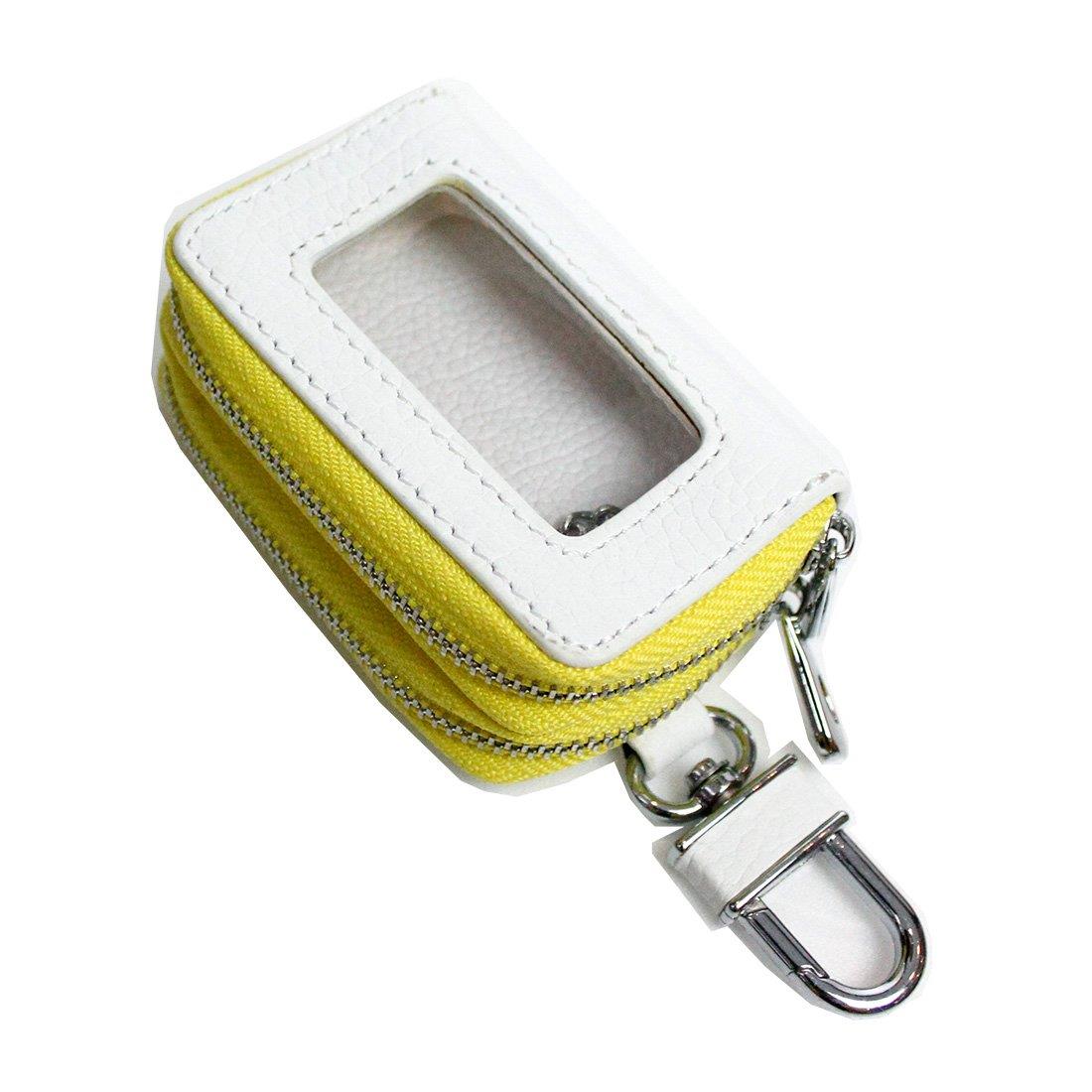 AWESOME(オーサム) スマートキーケース クリア窓付きダブルファスナータイプ ホワイト×ライム ASK-CMW022 -
