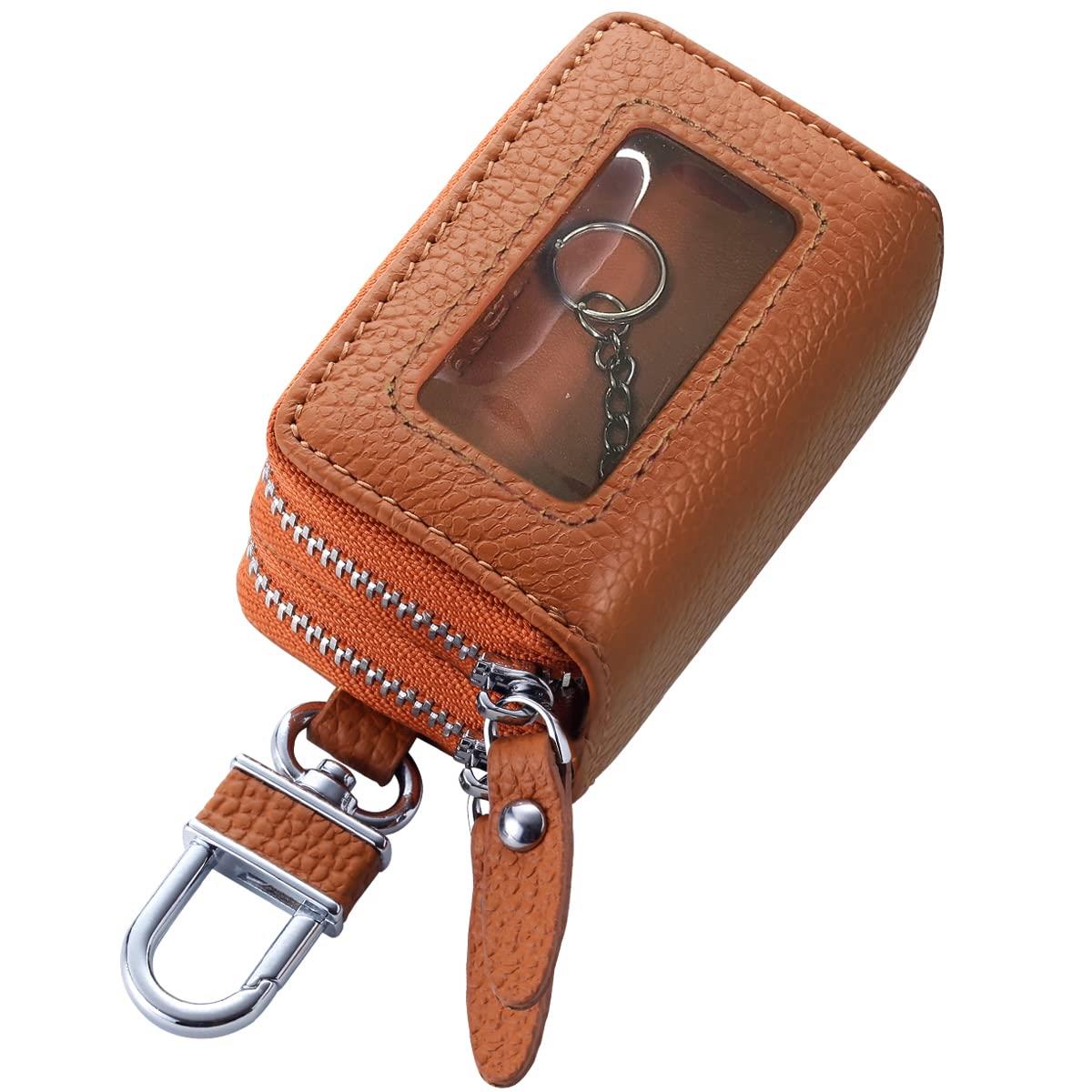 AWESOME(オーサム) スマートキーケース クリア窓付きダブルファスナータイプ ブラウン ASK-CMW011 -