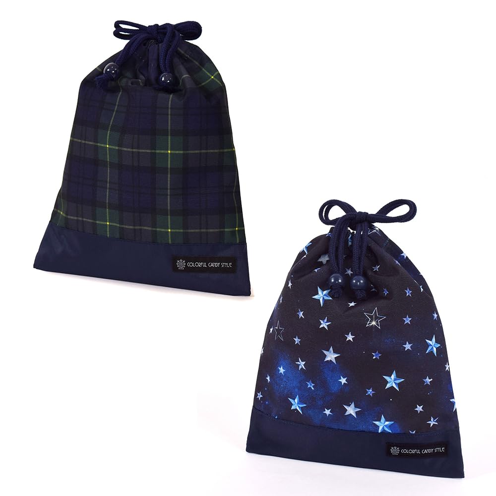 COLORFUL CANDY STYLE 巾着(給食袋) 別柄2枚セット 撥水生地 給食袋 小物入れ お道具袋 子供 キッズ か..