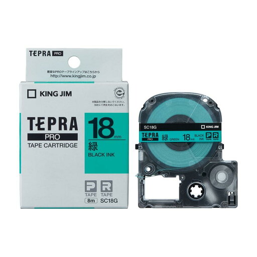 キングジム テープカート リッジ テプラPRO 18mm SC18G 緑 キングジム テープカート リッジ テプラPRO 18mm SC18G 緑