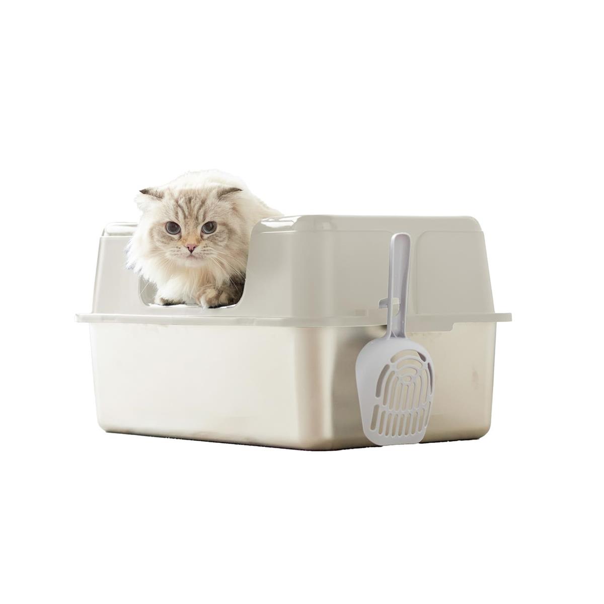 【OFT】 ステンキャットトイレ M ホワイト ステンレス 猫トイレ 清潔 シンプル 丈夫 飛び散り防止 飛散..