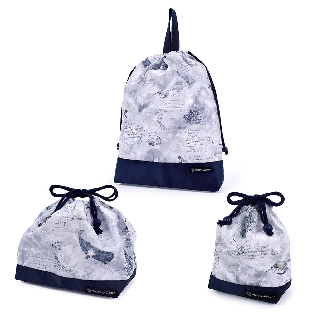 カラフルキャンディスタイル 巾着3点セット 撥水ノーアイ ロン （体操服袋・お弁当袋・コップ袋） クジ..