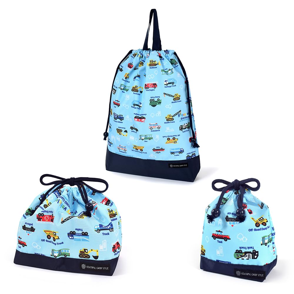 カラフルキャンディスタイル 巾着3点セット 撥水ノーアイ ロン （体操服袋・お弁当袋・コップ袋） アク..