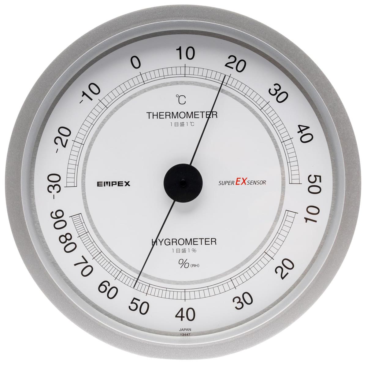 エンペックス(Empex) 温度湿度計 スーパーEX 温湿度計 壁掛け用 日本製 シャインシルバー EX-2747 16.2..