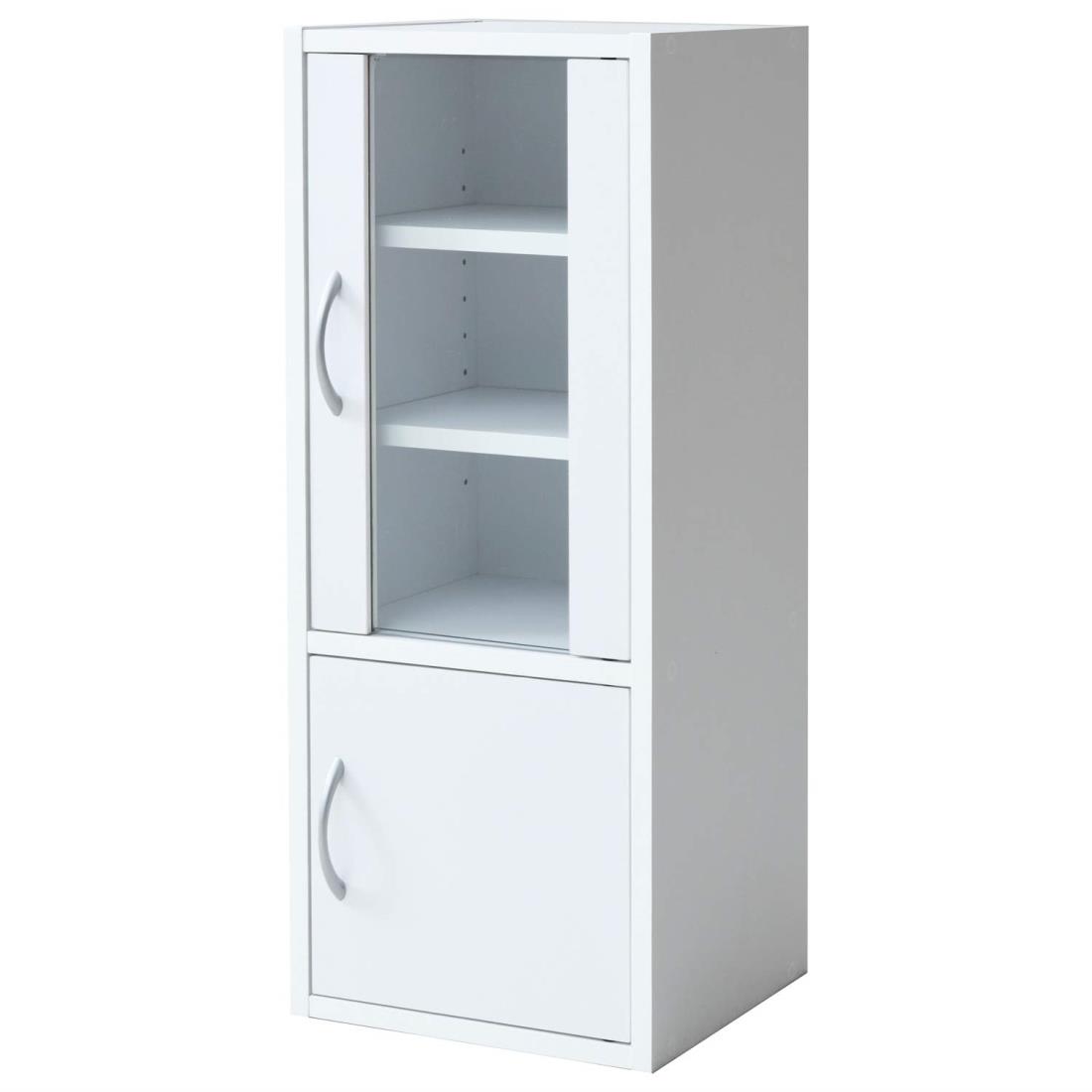 山善(YAMAZEN) 食器棚 (スリム) 幅32 (ミニ) 高さ80×奥行29 (扉が左右付け替えられる/棚板高さ調節) 一..