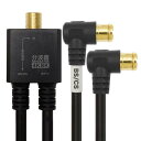 ホーリック アンテナ分波器 【4K8K放送(3224MHz)/BS/CS/地デジ/CATV 対応】 ケーブル一体型 20cm ブラック L字差込式コネクタ AE-668BK