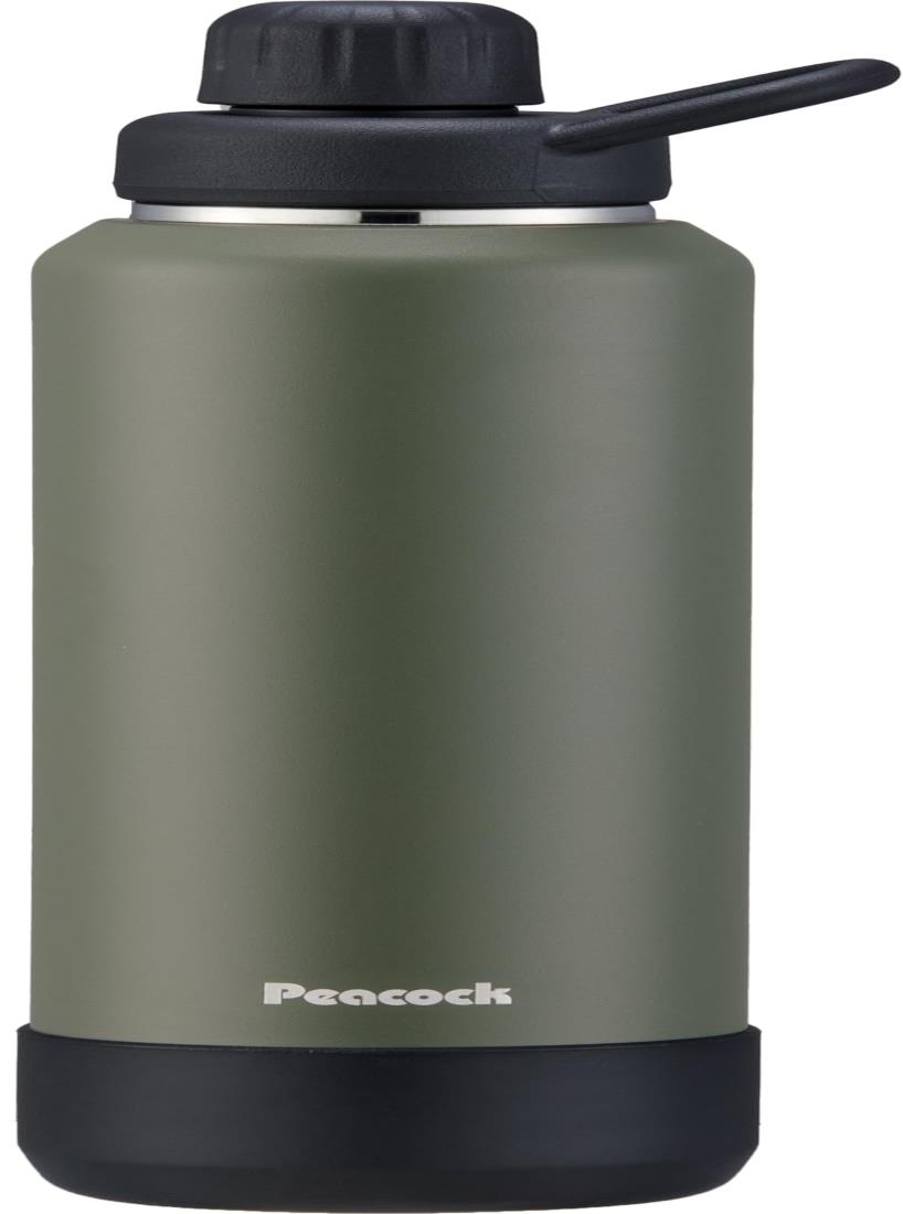 サイズ：1200 ml◆商品名：ピーコック魔法瓶工業(The-peacock) ピーコック 水筒 炭酸対応 カーキ 1.2L 保冷 直飲み スポーツ 持ち手 魔法瓶 AJL-R120 K【炭酸を持ち運べるボトル】ボトルの内圧が大きくなるとパッキンから圧力を逃がす構造で、炭酸が抜けにくい水筒です【おいしい温度を長時間キープ】真空二重構造により、保冷状態が長続きします【特殊ステンレス使用でさびにくい】内瓶には塩分に強い高耐食ステンレスを使用しているので、スポーツドリンクや経口補水液も使用可能です【底面に傷がつきにくい】衝撃や傷からボトル底面を守る、取り外し可能なシリ コーン製底カバー付きです【持ち運び便利な取っ手付き】どこにでも持ち運びしやすいハンドル付きですアウトドアにもぴったりスポーツドリンク、炭酸飲料対応ボトル●衝撃や傷から水筒を守るシリ コーン製の底カバー付き●真空二重構造でしっかり保冷できます