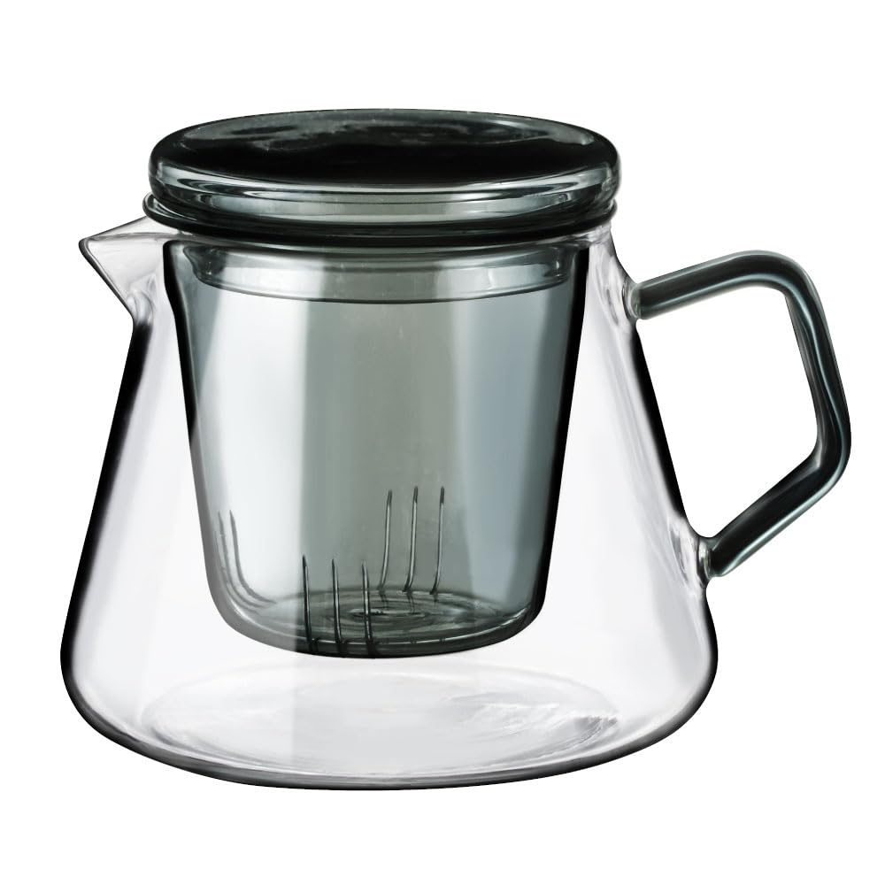 アンドエヌイー(＆NE) ガラ スティーポット nikii cafe クリア 幅12cm×奥行11cm×高さ9.5cm 実容量300ml 耐熱ガラ ス 蓋付き 茶こし付き 電子レンジ 食洗機 対応 洗いやすい サ ーバー 紅茶 緑茶 おしゃれ NNS-380