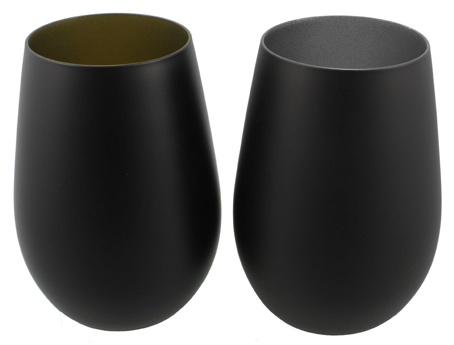 stolzle シュトルツル ブラック/メタル カ ラー ラージ タンブラー ペア マットブラック/ゴールド＆シルバー 155151