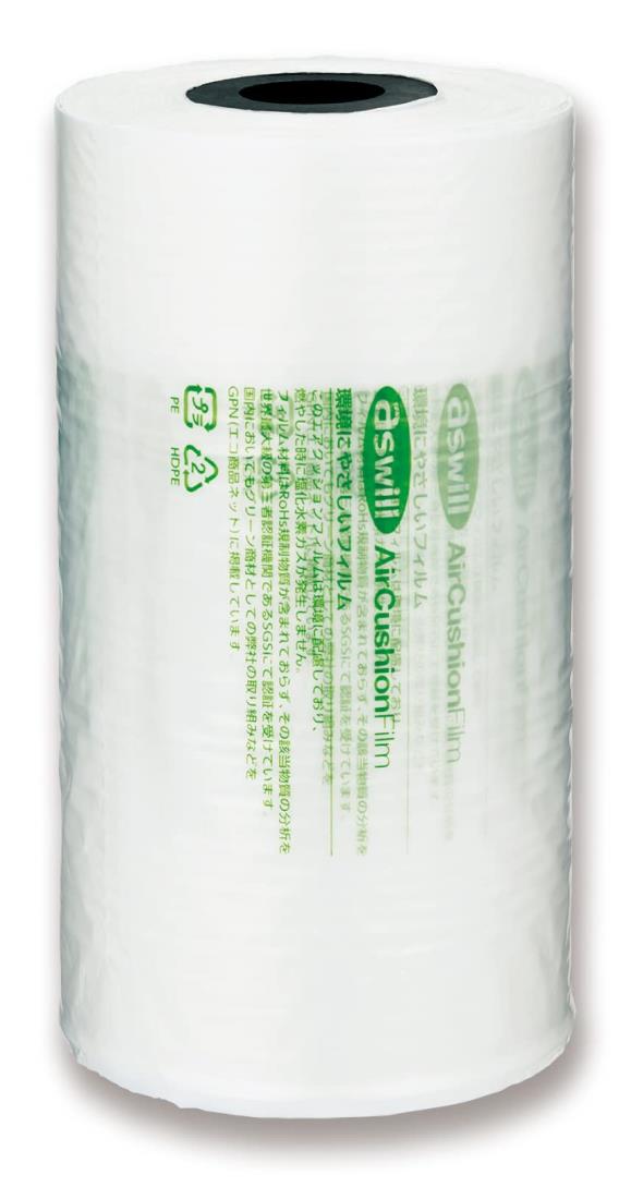 アスウィル エアークッションフィルム ACF8025 緩衝材作成機用 ロールフィルム ピロー厚口25μmタイプ 80×200mm 200M巻 最大2500粒 半透明