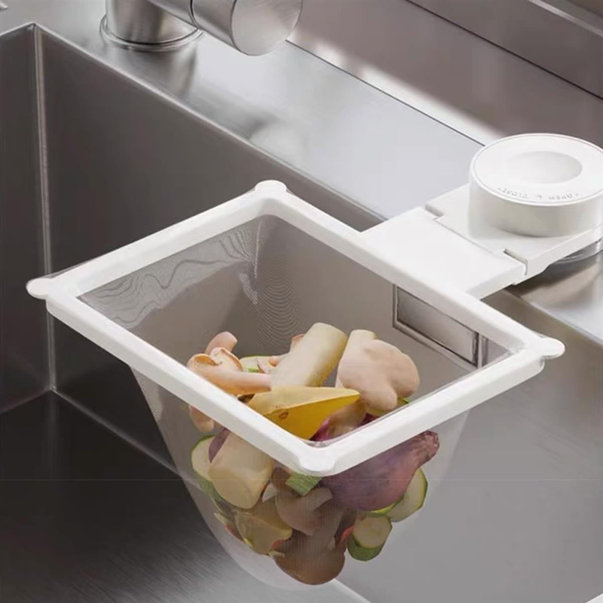 ママ倉 三角コーナー 強力吸盤 吸盤交換可能 水切りネットホルダ 生ゴミ処理 水切りネット 50 枚付き ホワイト