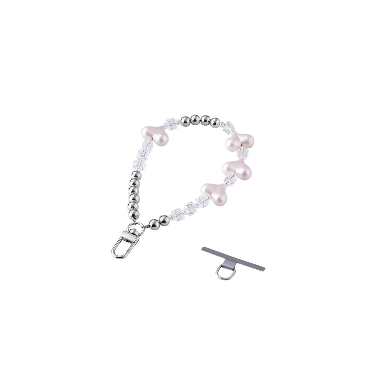 エレコム スマホストラップ ハンドストラップ ビーズ ハート デザイン 手首 落下防止 ストラップホールシート付属 ピンク P-STHBEHPN