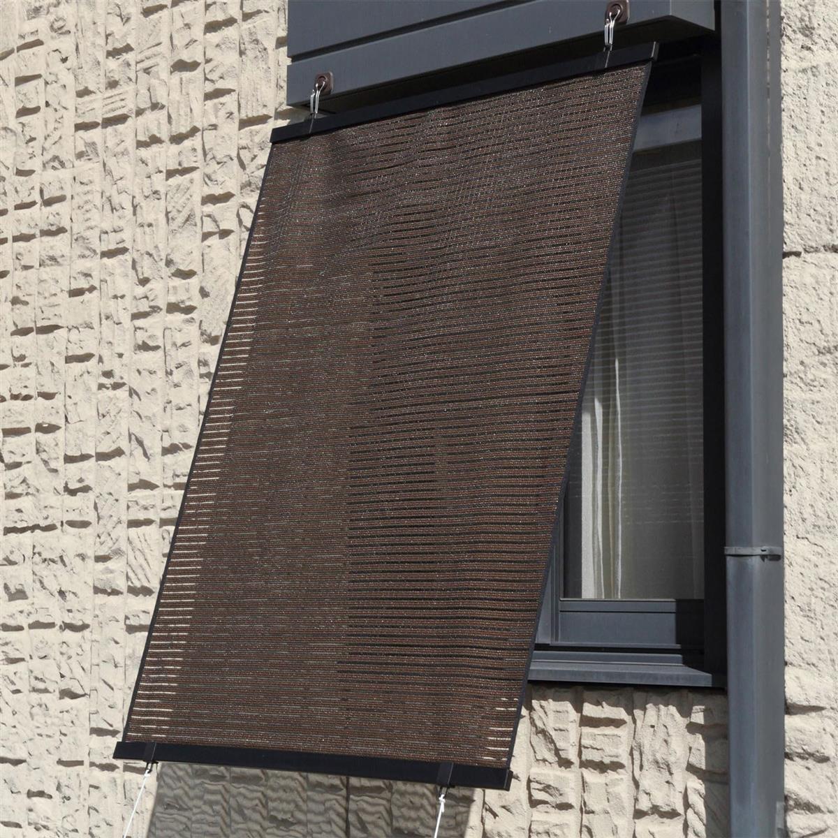 ワタナベ工業 日よけシェード 省エネスク リ ーン ル・ソレイユ 90×120cm ブラウン 専用フック4個付き ..