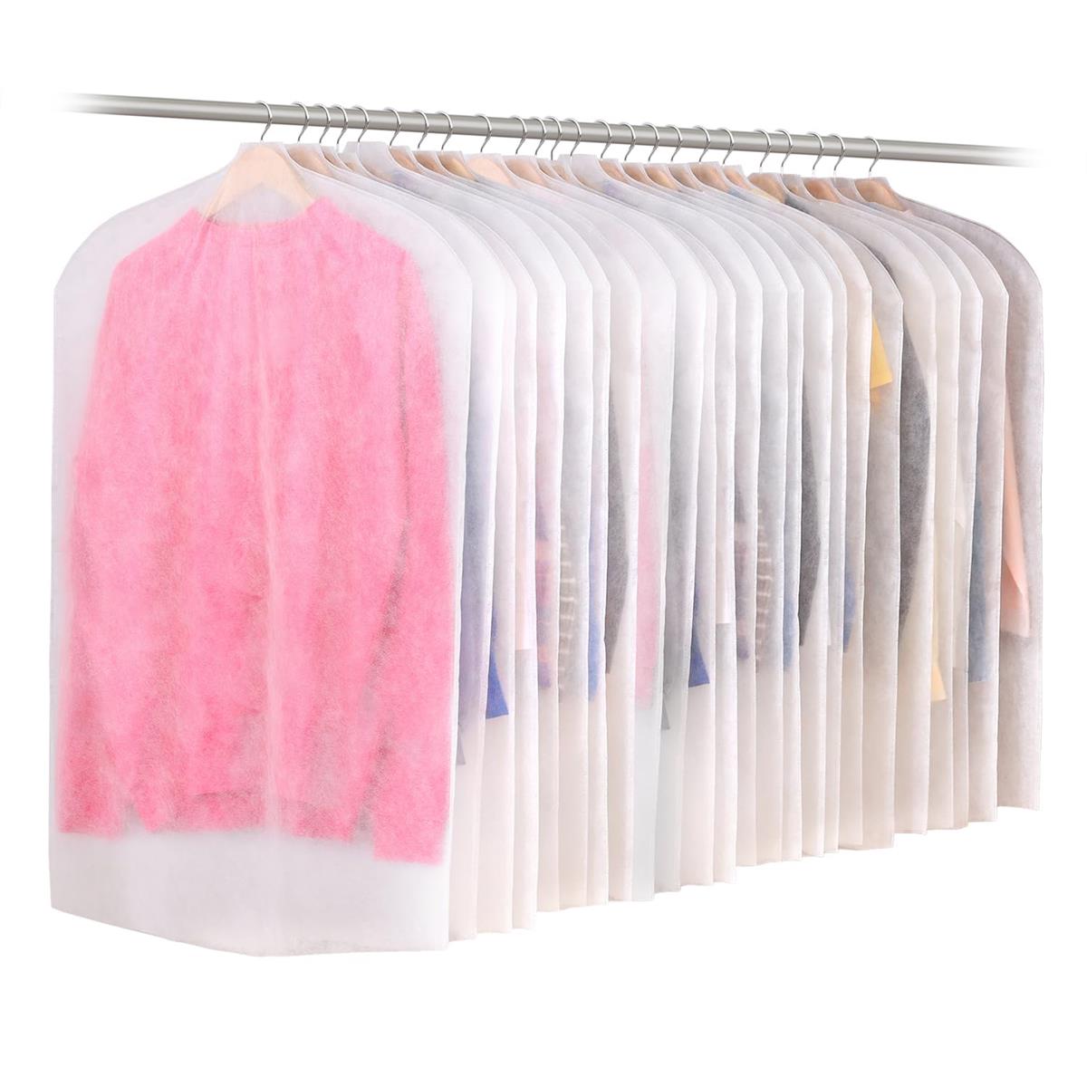 アストロ 衣類カバー ホワイト ショートサイズ 24枚組 【日本製 国内生産 丹波篠山市】 通気性の良い不織布製 洋服カバー 衣装カバー スーツカバー 両面不織布 埃除けカバー オフシーズンの衣類をほこりから守る 下部開き仕様 被せるだけ 収納カバー 保管カバー 衣服 埃除け