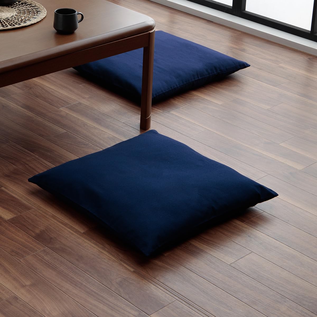 イケヒコ 座布団カバー 銘仙判 無地 しずね ネイビー 約55×59cm 1枚 クッションカバー おしゃれ 和モダ..
