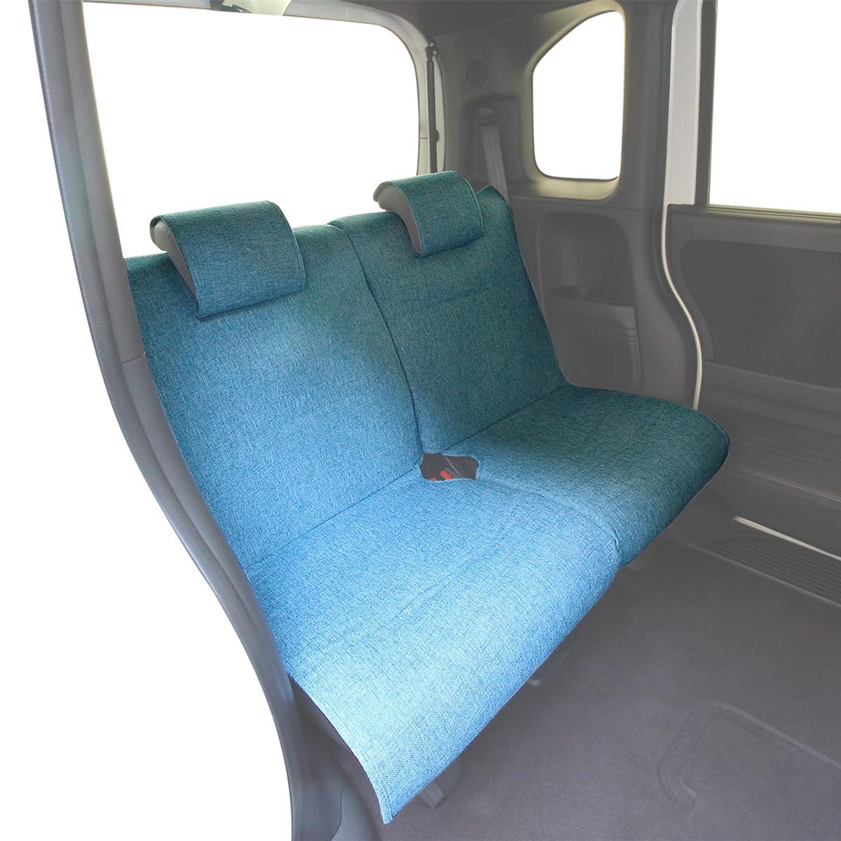 錦産業 トムボーイ （Tomboy） シートカバー カーム 軽自動車 汎用 後席2枚 肌触りのいい リネン調 かわいい ブルー AM-7372
