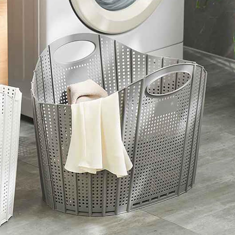 インターベース(INTER BASE) すき間に収納!折りたたみランドリ ーバ スケット IB-349 グレー