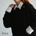 NVU COLLAR HOODIE パーカー レディース 襟付き 裏起毛 厚手 ゆったり ビッグシルエット ポケット付き 黒 ブラック 無地 コットン 綿100 フレンチテリー フーディー スウェット セーター フード 襟付きパーカー 秋冬 秋 冬 春フリーサイズ おしゃれ オシャレ