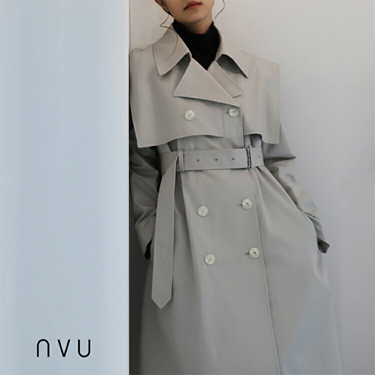 NVU FORENOON TRENCH COAT トレンチコート レディース オーバーサイズ ロング 膝下 ベルト付き ボタン 秋冬 カジュアル フォーマル 日本製 綿 コットン フリーサイズ 大きいサイズ おしゃれ オ…