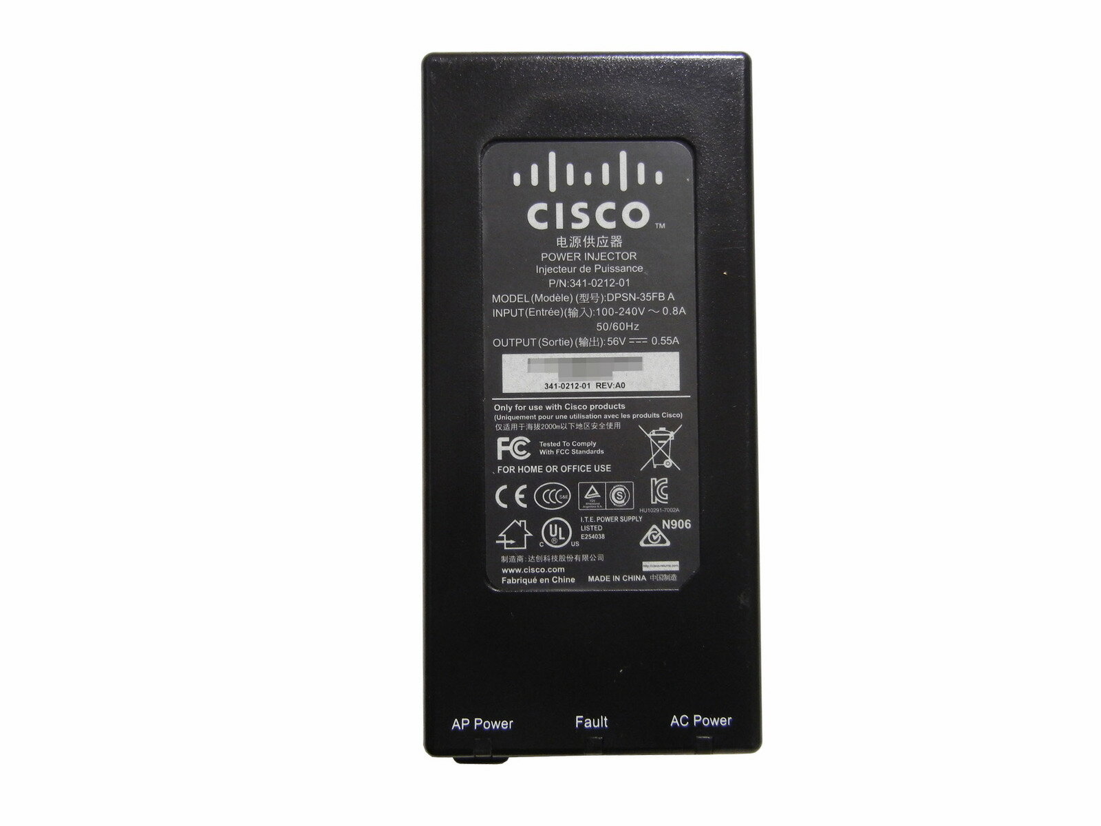 Cisco Systems POWER INJECTOR （802.3af）P/N:341-0212-01