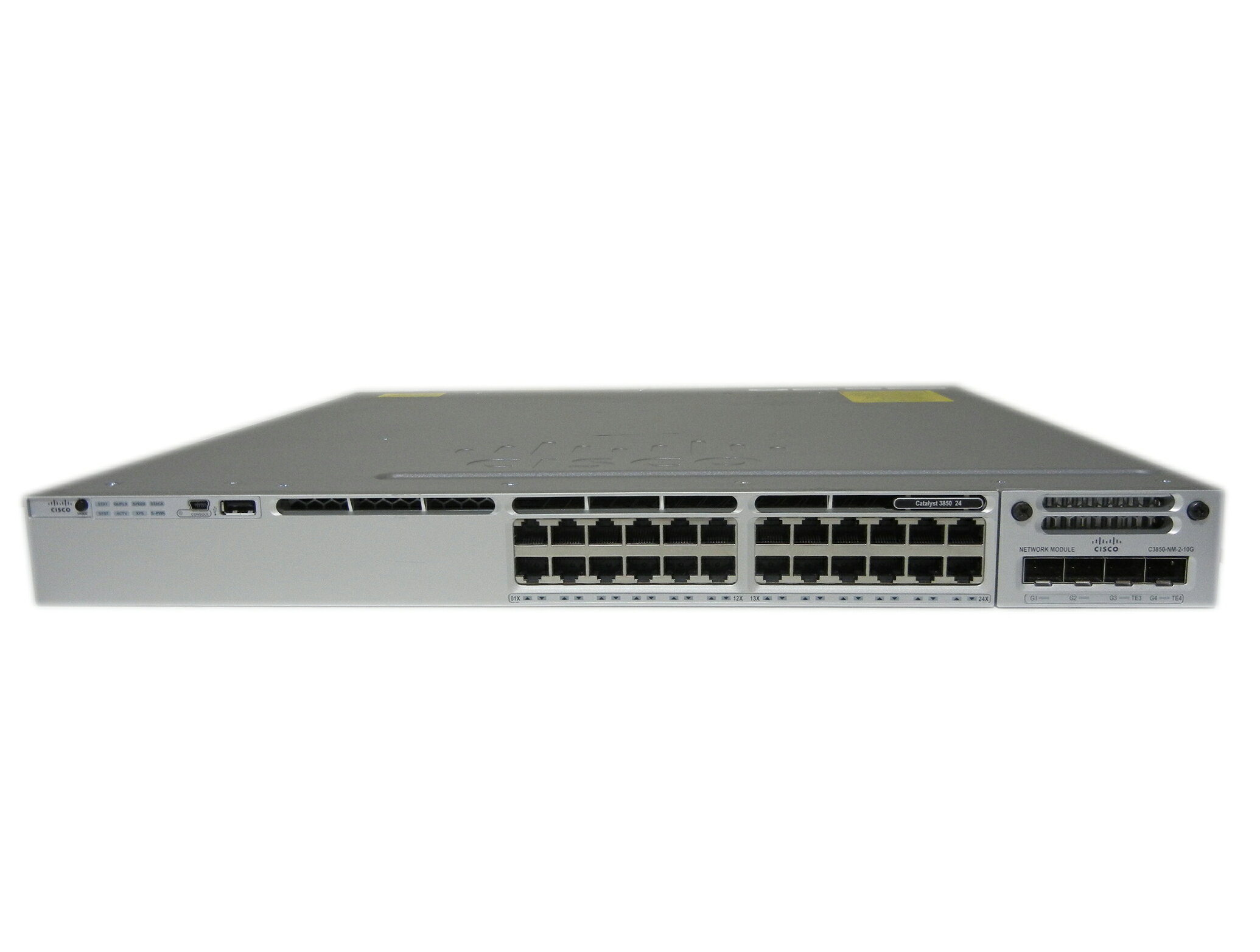 中古 Cisco Catalyst 3850-24T-E （WS-C3850-24T-E） NM-2-10Gモジュール付き 電源 nwkoubou-10001064 NW工房 パッケージ画像