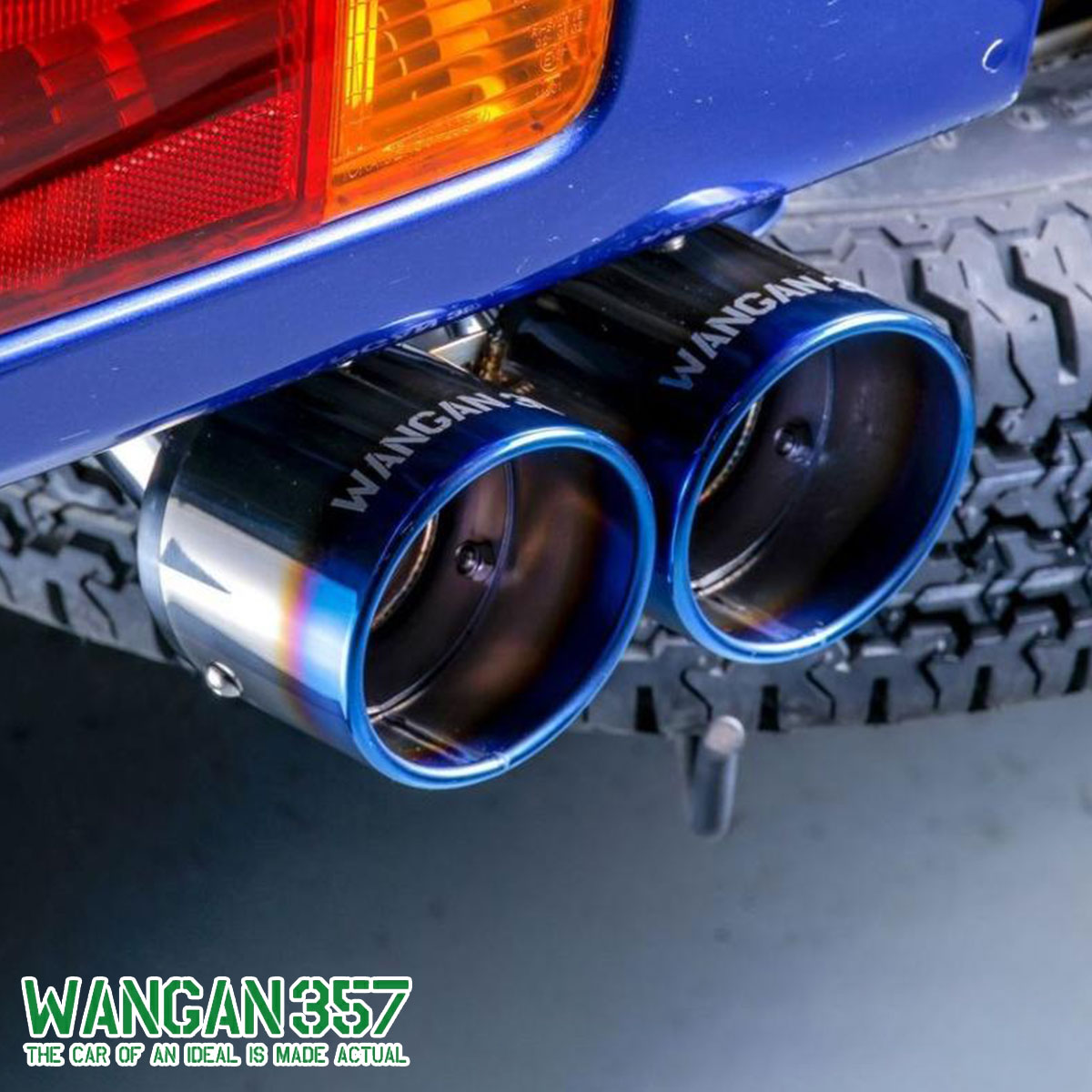 Rakuten - WANGAN357 S500P S510P ハイゼット ジャンボ 軽トラック ノーマルマフラー対応 マフラーカッターデュアル出し チタンテール 80φ×2 357F004