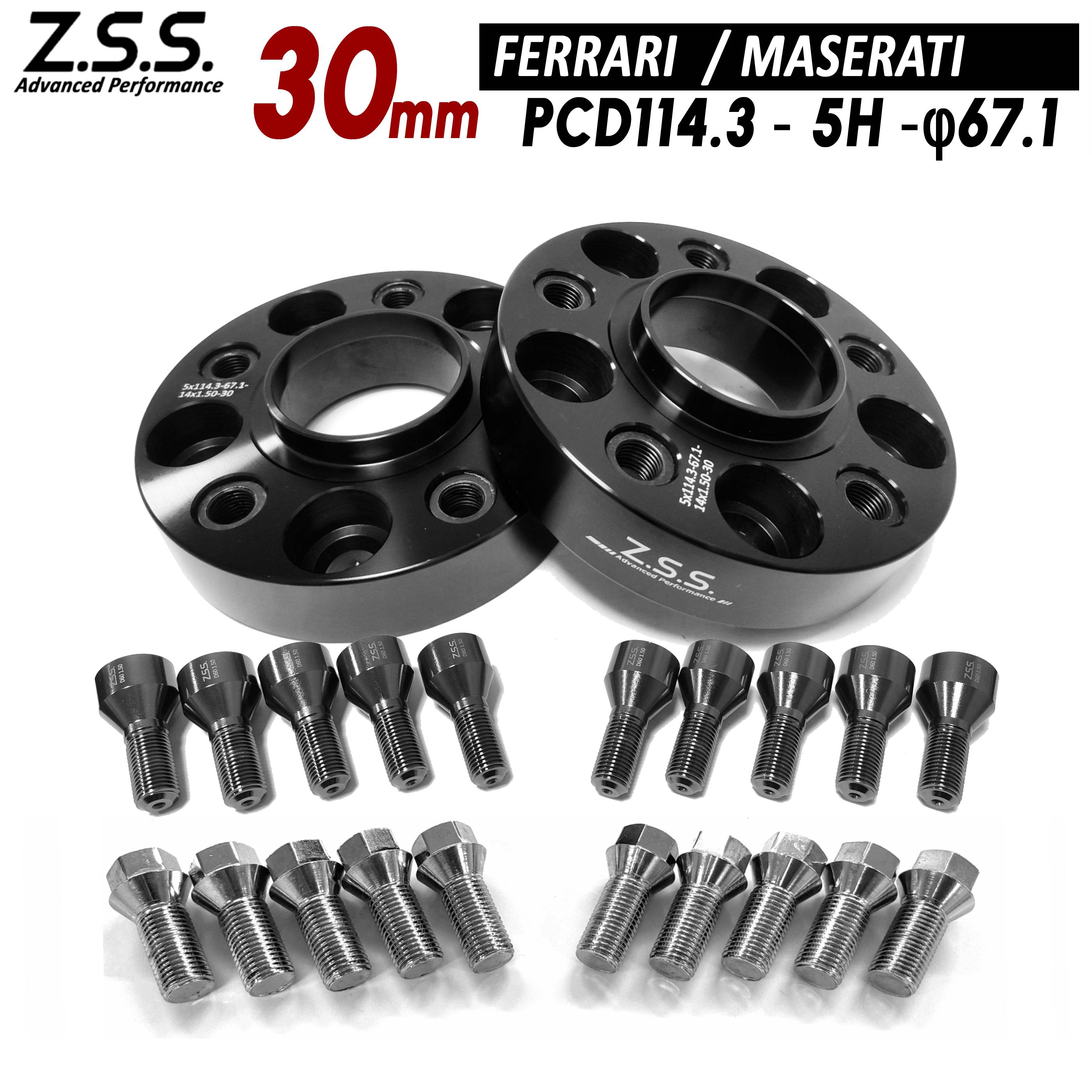 Z.S.S. AP 【チタン風ボルト付き】 マセラティ レヴァンテ Levante GT 7AA-MLE20 7BA-MLE30 別止め スペーサー 30mm PCD114.3 67.1φ ZSS