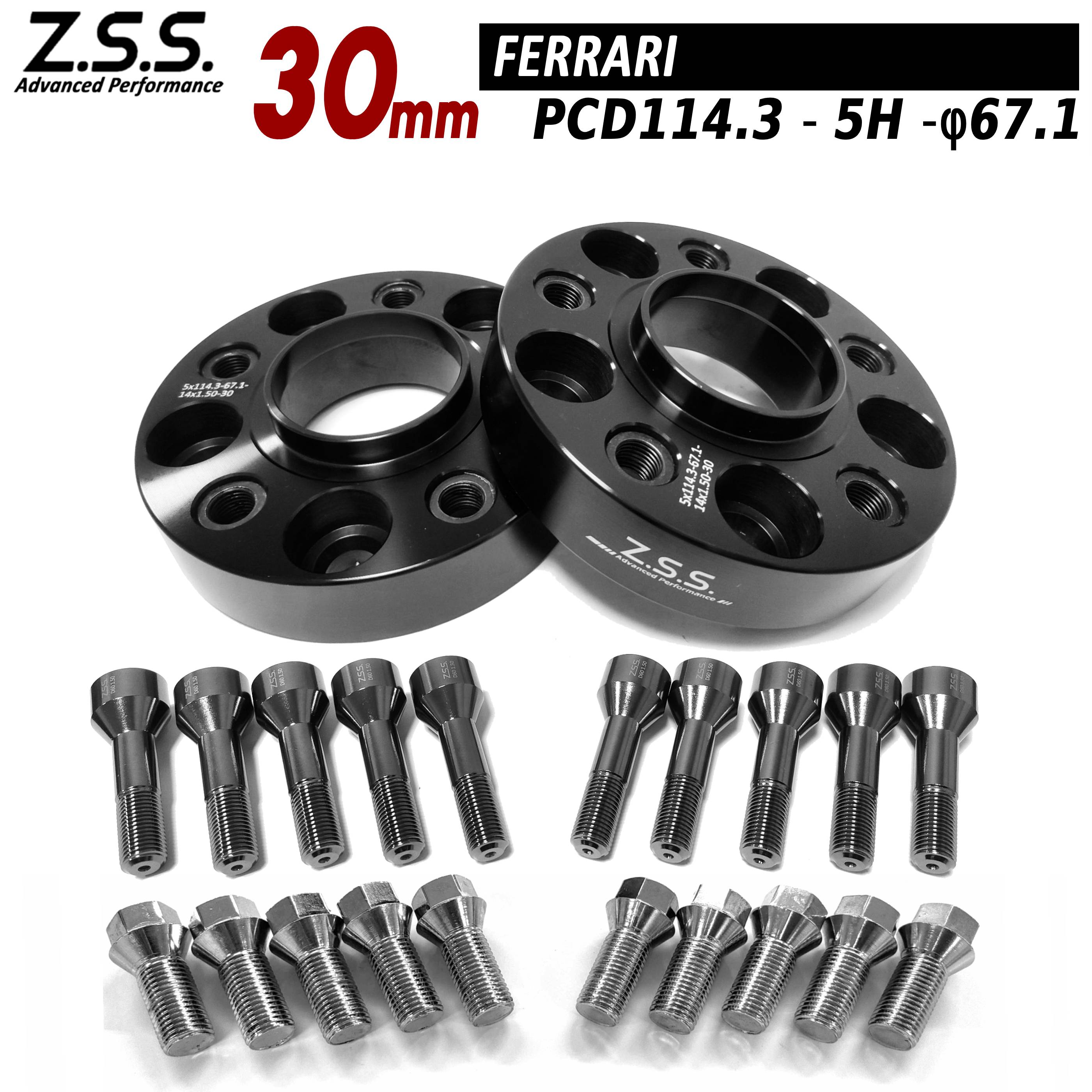 Z.S.S. AP 【チタン風ボルト付き】 フェラーリ ポルトフィーノ Portofino ローマ Roma 純正ホイール用 スペーサー 30mm PCD114.3 67.1φ